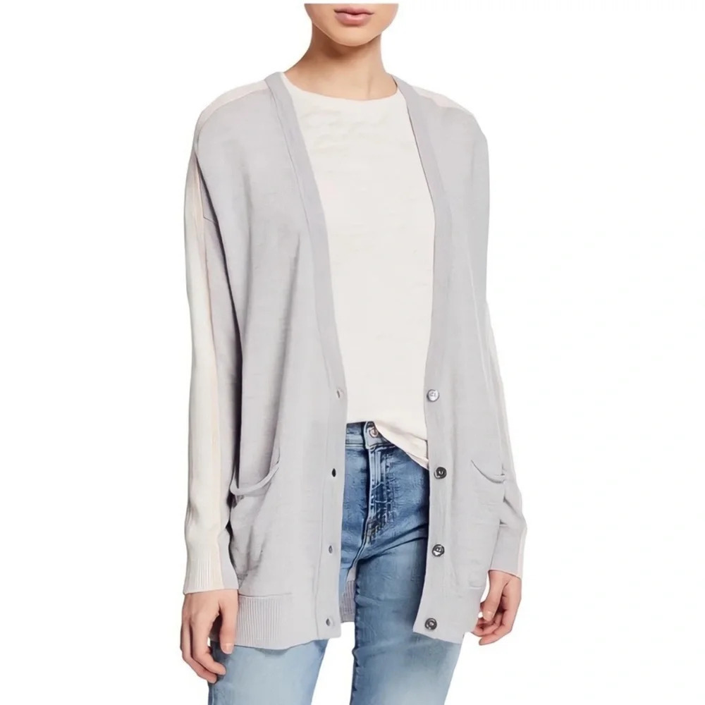 ATM Schoolboy Wool Cardigan Sweater Gray